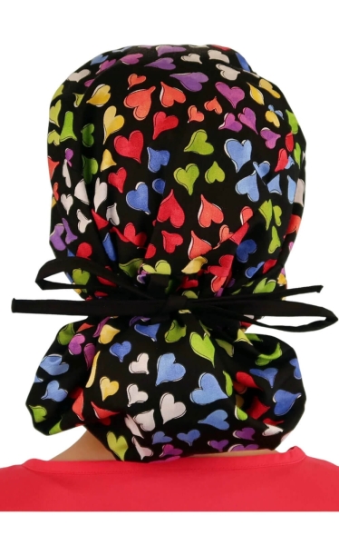 Boneta Chirurgicala pentru Par Lung Playful Hearts with Black Ties - Img 3