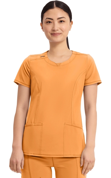 Halat Medical Antimicrobian Cherokee PROTX2® cu Decolteu Rotund - Infinity | Orange Sunrise - Img 1