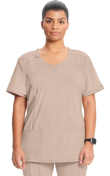 Halat Medical Antimicrobian Cherokee PROTX2® cu Decolteu Rotund - Infinity | Khaki - Img 1