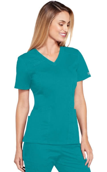 Halat Medical Cambrat pentru Femei Teal Blue | Cherokee WorkWear Core Stretch - Img 4