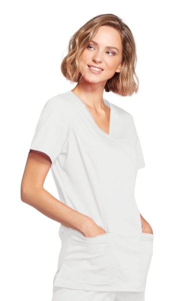 Halat Medical - Cherokee WorkWear - Mock Wrap Core Stretch | Alb - Img 3