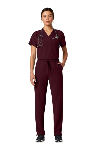 Pantaloni Medicali Jaanuu UltraLAST cu Talie Înaltă – Kerr | Burgundy - Img 6