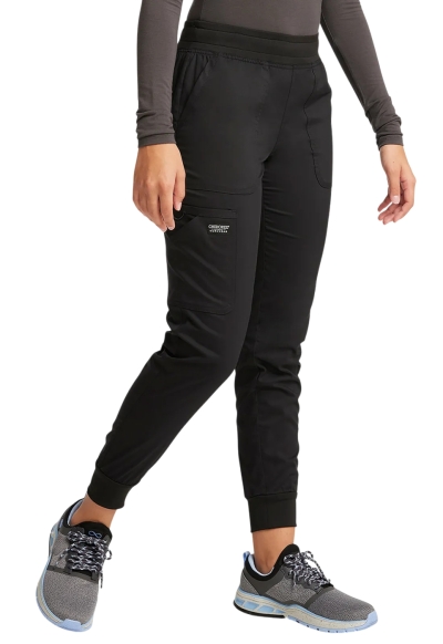 Pantaloni Medicali Jogger Cu Talie Medie Black | WorkWear Revolution by Cherokee - Img 2
