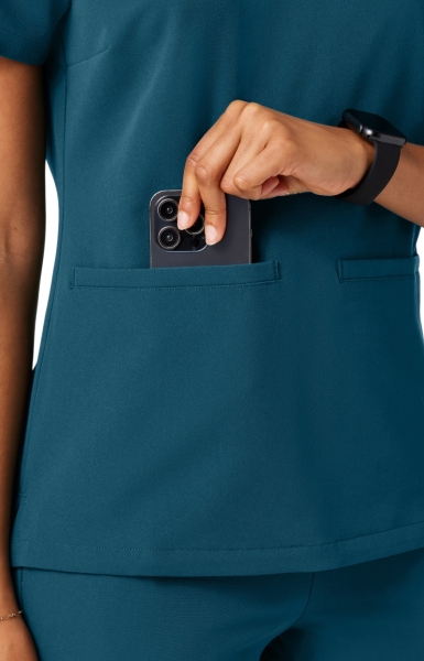 Bluză Medicală Jaanuu UltraLAST Cambrată – Helia | Caribbean Blue - Img 4