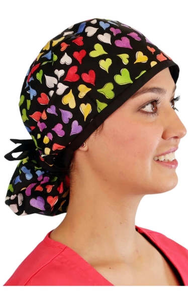Boneta Chirurgicala pentru Par Lung Playful Hearts with Black Ties - Img 4