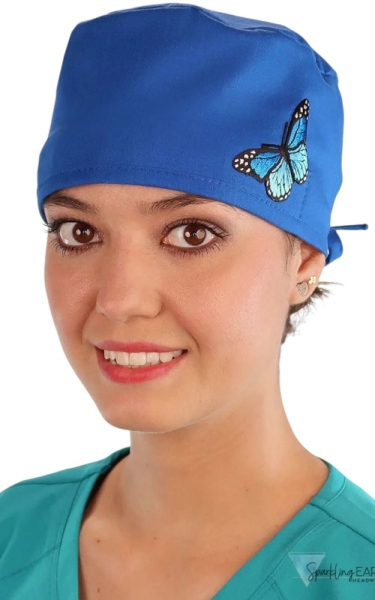Boneta Chirurgicala Royal Blue Cap with Blue Butterfly Patch