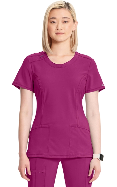 Halat Medical Antimicrobian Cherokee PROTX2® cu Decolteu Rotund - Infinity | Future Fuchsia - Img 1