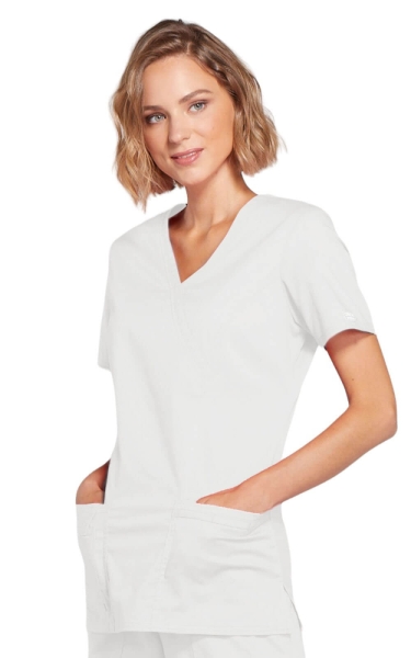 Halat Medical - Cherokee WorkWear - Mock Wrap Core Stretch | Alb - Img 4