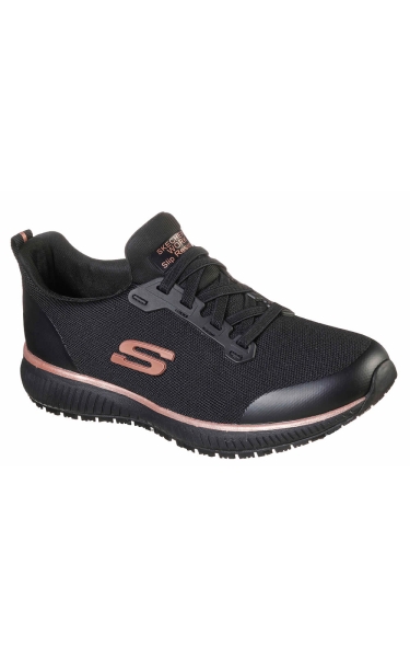 Pantofi Skechers dama - Squad SR Black Flat Knit | Rose Gold Trim - Img 5