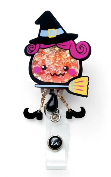 Suport Legitimație Retractabil Shaker Koi Happiness | Candy Corn Witch