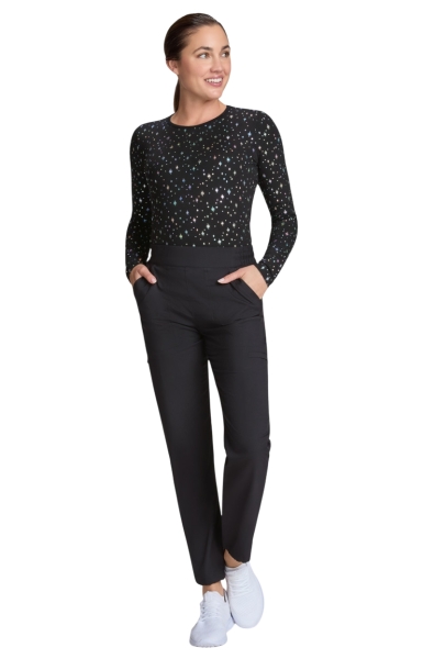 Bluză Underscrub Damă Koi Lite Tessa Tee | Black Iridescent Twinkle Pattern - Img 2
