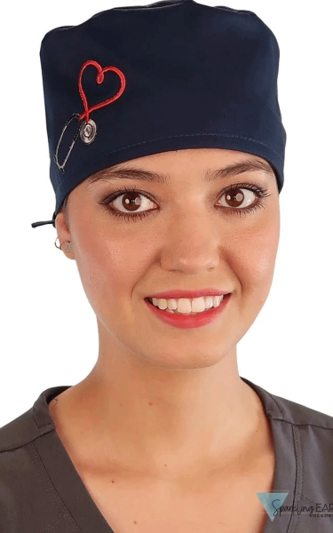 Boneta Chirurgicala Navy with Heart Stethoscope Patch