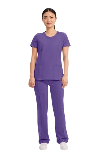 Halat Medical Antimicrobian Cherokee PROTX2® cu Decolteu Rotund - Infinity | Pretty n Purple - Img 8
