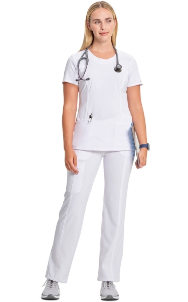 Halat Medical Antimicrobian Cherokee PROTX2® cu Decolteu Rotund - Infinity | Alb - Img 3