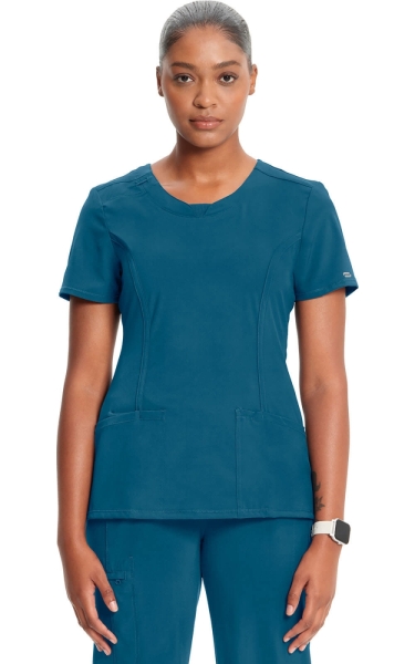 Halat Medical Antimicrobian Cherokee PROTX2® cu Decolteu Rotund - Infinity | Caribbean Blue - Img 1
