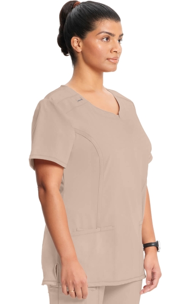Halat Medical Antimicrobian Cherokee PROTX2® cu Decolteu Rotund - Infinity | Khaki - Img 3