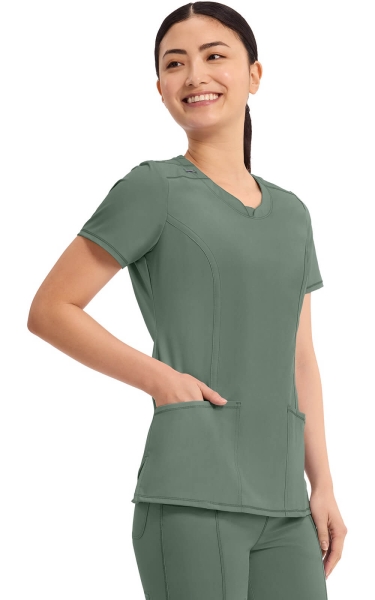 Halat Medical Antimicrobian Cherokee PROTX2® cu Decolteu Rotund - Infinity | Olive - Img 4