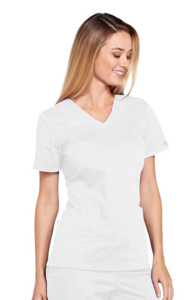 Halat Medical Cambrat pentru Femei Alb | Cherokee WorkWear Core Stretch - Img 4