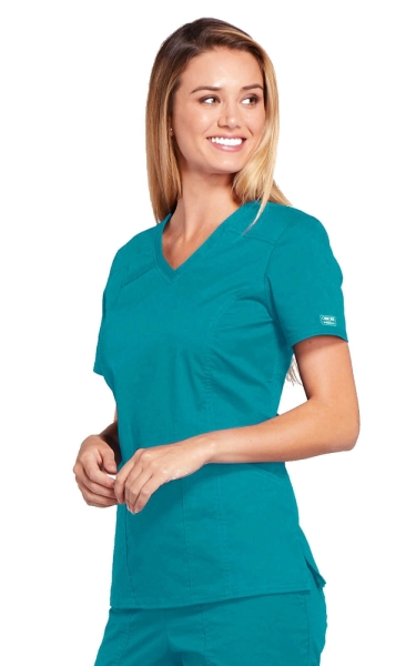 Halat Medical Cambrat pentru Femei Teal Blue | Cherokee WorkWear Core Stretch - Img 3