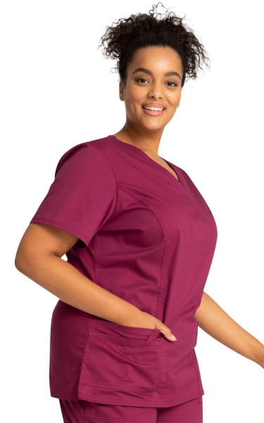 Halat Medical - Cherokee WorkWear - Mock Wrap Core Stretch | Wine - Img 4