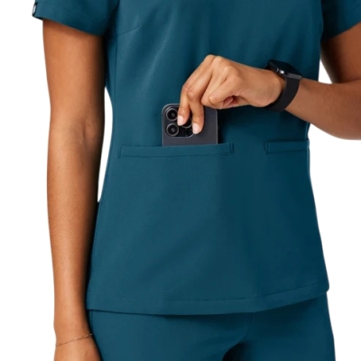 Bluză Medicală Jaanuu UltraLAST Cambrată – Helia | Caribbean Blue - Img 4