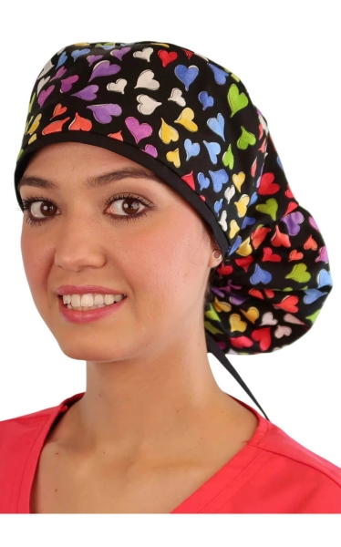 Boneta Chirurgicala pentru Par Lung Playful Hearts with Black Ties - Img 1