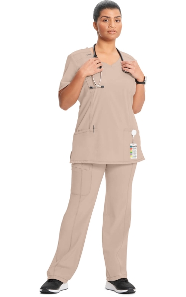 Halat Medical Antimicrobian Cherokee PROTX2® cu Decolteu Rotund - Infinity | Khaki - Img 4