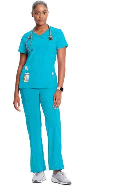 Halat medical antimicrobian Cherokee PROTX2® Mock Wrap - Infinity | Turquoise - Img 2