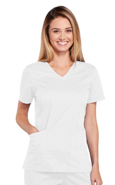 Halat Medical Cambrat pentru Femei Alb | Cherokee WorkWear Core Stretch - Img 1