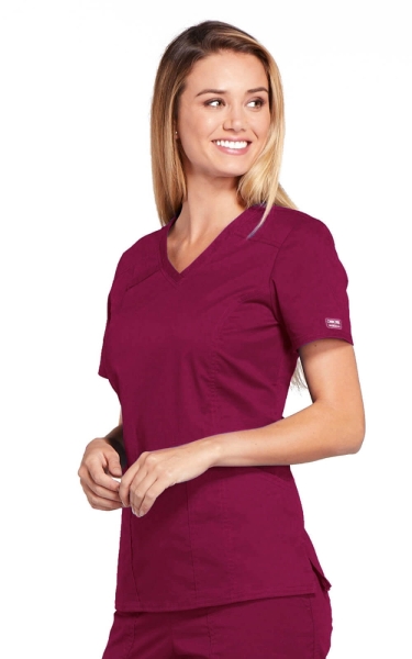Halat Medical Cambrat pentru Femei Wine | Cherokee WorkWear Core Stretch - Img 2