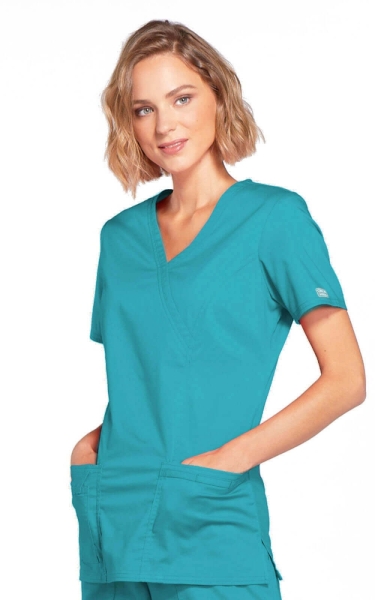 Halat Medical - Cherokee WorkWear - Mock Wrap Core Stretch | Teal Blue - Img 3