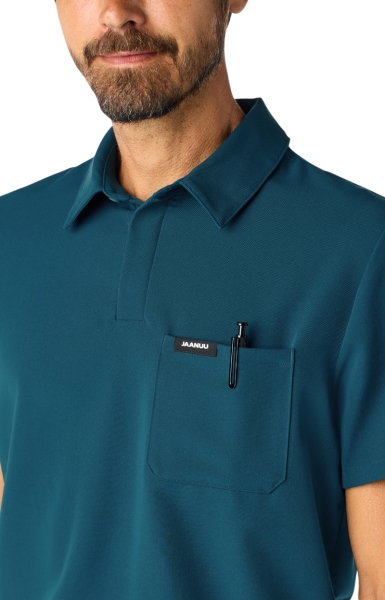 Halat Medical Jaanuu Polo UltraLAST cu Barieră Fluidă – Calderon | Caribbean Blue - Img 3