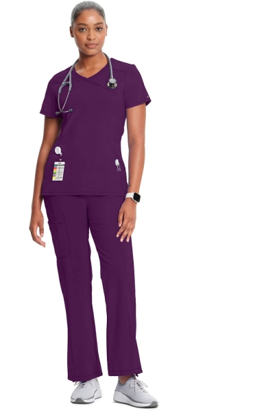 Halat medical antimicrobian Infinity Mock Wrap in Eggplant - Img 2