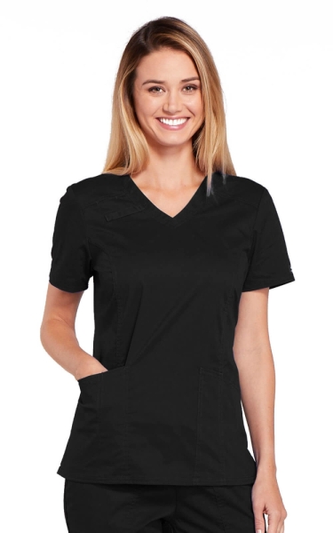 Halat Medical Cambrat pentru Femei Negru | Cherokee WorkWear Core Stretch - Img 1