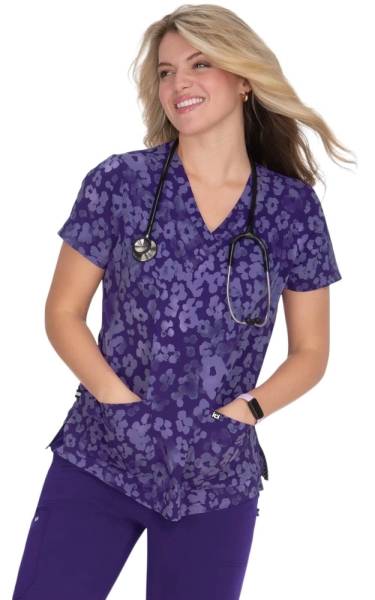 Bluză Medicală Koi Happiness Early Energy - Next Gen | Cheetah Grape/Wisteria - Img 1