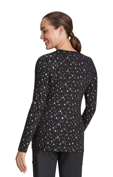 Bluză Underscrub Damă Koi Lite Tessa Tee | Black Iridescent Twinkle Pattern - Img 3