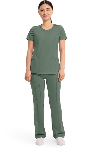 Halat Medical Antimicrobian Cherokee PROTX2® cu Decolteu Rotund - Infinity | Olive - Img 5