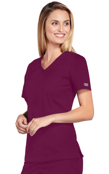 Halat Medical Cambrat pentru Femei Wine | Cherokee WorkWear Core Stretch - Img 3