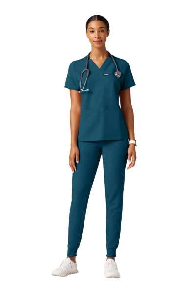 Bluză Medicală Jaanuu UltraLAST Cambrată – Helia | Caribbean Blue - Img 5