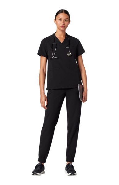Bluză Medicală Jaanuu UltraLAST V-Neck – Helia | Black - Img 4