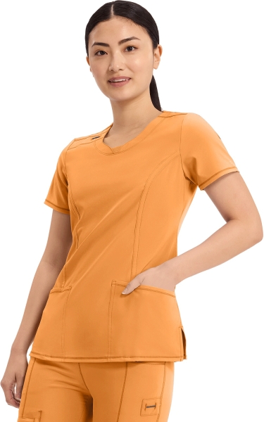 Halat Medical Antimicrobian Cherokee PROTX2® cu Decolteu Rotund - Infinity | Orange Sunrise - Img 3