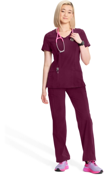 Halat Medical Antimicrobian Cherokee PROTX2® cu Decolteu Rotund - Infinity | Wine - Img 2