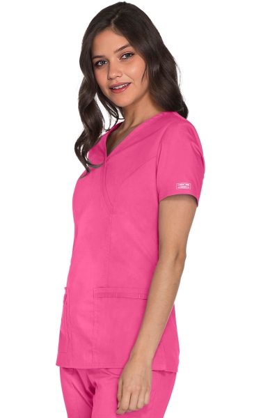 Halat Medical Cherokee Mock Wrap - WW Core Stretch | Shocking Pink - Img 3