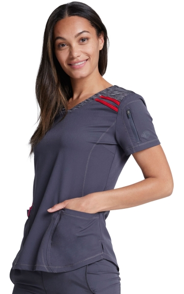 Halat Medical pentru Femei Dynamix - Pewter/Red | Dickies - Img 4