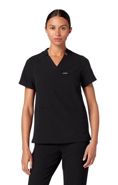 Bluză Medicală Jaanuu UltraLAST V-Neck – Helia | Black - Img 1