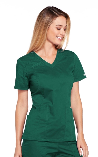 Halat Medical Cambrat pentru Femei Hunter Green | Cherokee WorkWear Core Stretch - Img 4