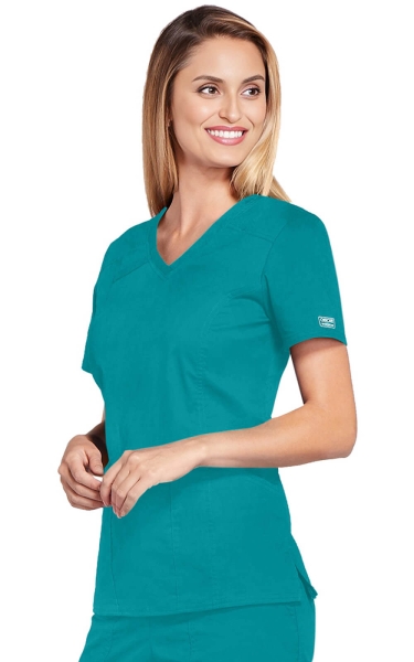 Halat Medical Cambrat pentru Femei Teal Blue | Cherokee WorkWear Core Stretch - Img 3