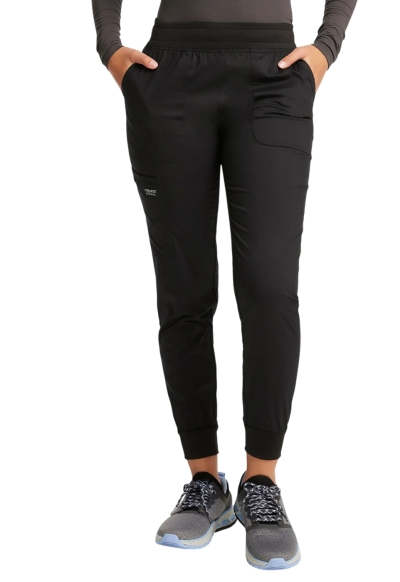 Pantaloni Medicali Jogger Cu Talie Medie Black | WorkWear Revolution by Cherokee - Img 1