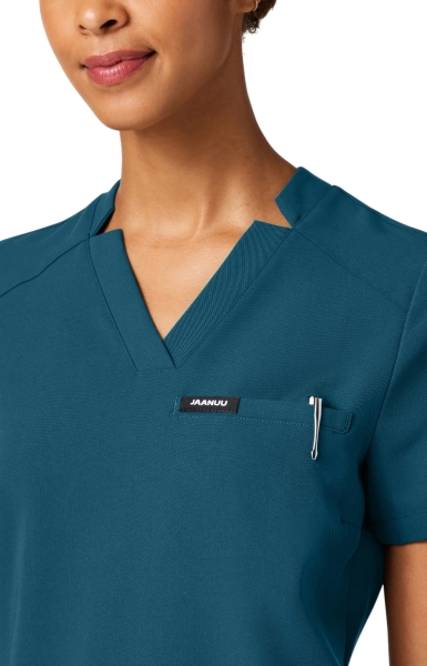 Bluză Medicală Jaanuu UltraLAST Cambrată – Helia | Caribbean Blue - Img 3