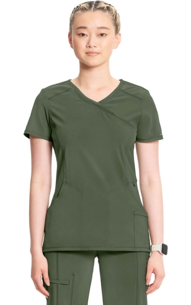 Halat medical antimicrobian Cherokee PROTX2® Mock Wrap - Infinity | Olive - Img 1